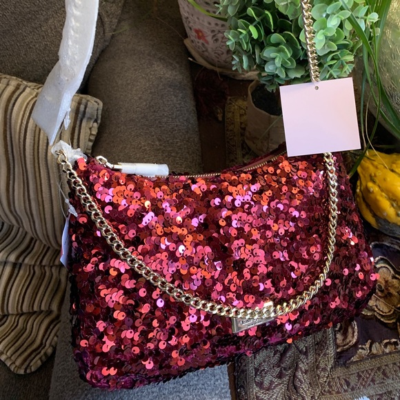 Authentic KATE SPADE Sequins top zip Clutch/shoulder/Crossbody - Picture 5 of 15